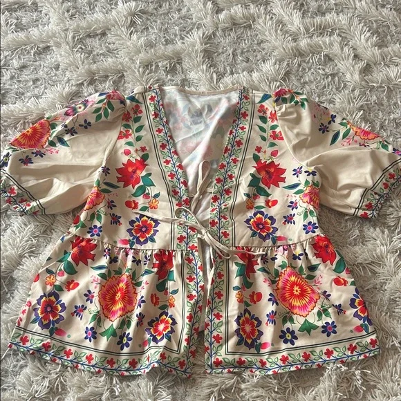 Floral Tie-Front Top - BNWOT - Picture 1 of 7